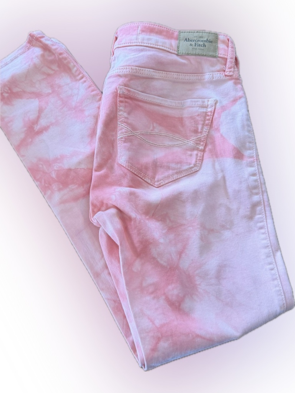 Abercrombie & Fitch women’s 26 02 salmon color tie dye stretch skinny leg jeans